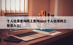 个人社保查询网上查询app(个人社保网上登录入口)