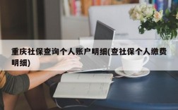 重庆社保查询个人账户明细(查社保个人缴费明细)