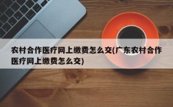 农村合作医疗网上缴费怎么交(广东农村合作医疗网上缴费怎么交)