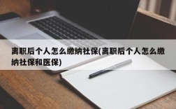 离职后个人怎么缴纳社保(离职后个人怎么缴纳社保和医保)