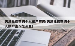 天津社保查询个人账户查询(天津社保查询个人账户查询怎么查)