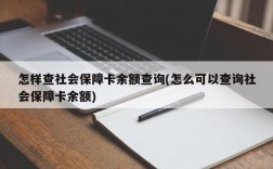 怎样查社会保障卡余额查询(怎么可以查询社会保障卡余额)