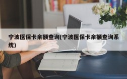 宁波医保卡余额查询(宁波医保卡余额查询系统)