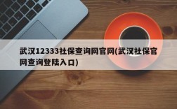 武汉12333社保查询网官网(武汉社保官网查询登陆入口)