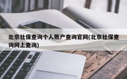 北京社保查询个人账户查询官网(北京社保查询网上查询)