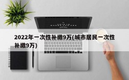 2022年一次性补缴9万(城市居民一次性补缴9万)