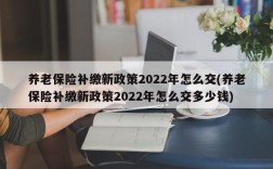 养老保险补缴新政策2022年怎么交(养老保险补缴新政策2022年怎么交多少钱)