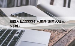 湖南人社12333个人查询(湖南人社app下载)