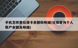 手机怎样查社保卡余额和明细(社保查询个人账户余额及明细)