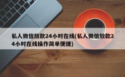 私人微信放款24小时在线(私人微信放款24小时在线操作简单便捷)