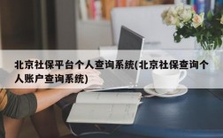 北京社保平台个人查询系统(北京社保查询个人账户查询系统)