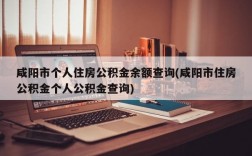 咸阳市个人住房公积金余额查询(咸阳市住房公积金个人公积金查询)