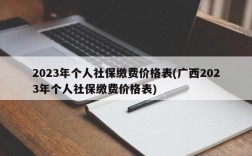 2023年个人社保缴费价格表(广西2023年个人社保缴费价格表)