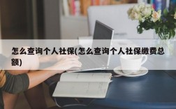 怎么查询个人社保(怎么查询个人社保缴费总额)