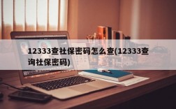 12333查社保密码怎么查(12333查询社保密码)