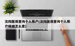 沈阳医保查询个人账户(沈阳医保查询个人账户明细怎么查)