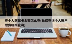 查个人医保卡余额怎么查(社保查询个人账户缴费明细查询)