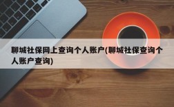 聊城社保网上查询个人账户(聊城社保查询个人账户查询)