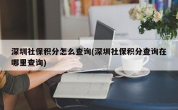 深圳社保积分怎么查询(深圳社保积分查询在哪里查询)