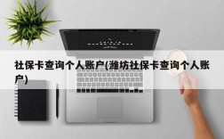 社保卡查询个人账户(潍坊社保卡查询个人账户)