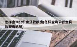 怎样查询公积金贷款额度(怎样查询公积金贷款额度明细)