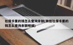 社保卡里的钱怎么查询余额(微信社保卡里的钱怎么查询余额明细)