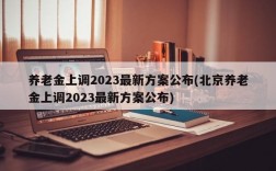 养老金上调2023最新方案公布(北京养老金上调2023最新方案公布)