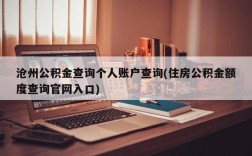 沧州公积金查询个人账户查询(住房公积金额度查询官网入口)