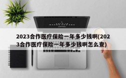 2023合作医疗保险一年多少钱啊(2023合作医疗保险一年多少钱啊怎么查)