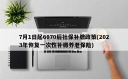 7月1日起6070后社保补缴政策(2023年恢复一次性补缴养老保险)