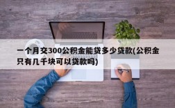 一个月交300公积金能贷多少贷款(公积金只有几千块可以贷款吗)