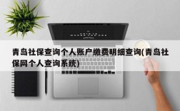 青岛社保查询个人账户缴费明细查询(青岛社保网个人查询系统)