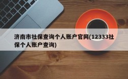 济南市社保查询个人账户官网(12333社保个人账户查询)