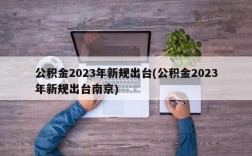 公积金2023年新规出台(公积金2023年新规出台南京)