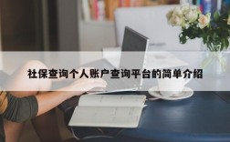 社保查询个人账户查询平台的简单介绍