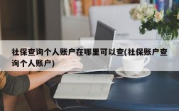 社保查询个人账户在哪里可以查(社保账户查询个人账户)