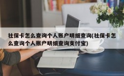 社保卡怎么查询个人账户明细查询(社保卡怎么查询个人账户明细查询支付宝)