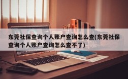 东莞社保查询个人账户查询怎么查(东莞社保查询个人账户查询怎么查不了)