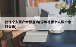 社保个人账户余额查询(深圳社保个人账户余额查询)