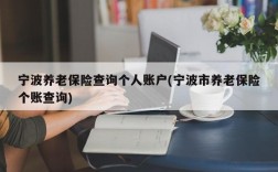 宁波养老保险查询个人账户(宁波市养老保险个账查询)