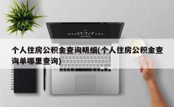 个人住房公积金查询明细(个人住房公积金查询单哪里查询)