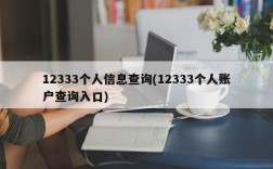 12333个人信息查询(12333个人账户查询入口)