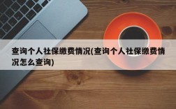 查询个人社保缴费情况(查询个人社保缴费情况怎么查询)