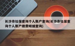 长沙市社保查询个人账户查询(长沙市社保查询个人账户缴费明细查询)