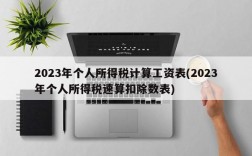 2023年个人所得税计算工资表(2023年个人所得税速算扣除数表)