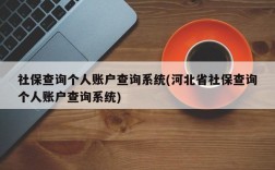 社保查询个人账户查询系统(河北省社保查询个人账户查询系统)