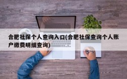 合肥社保个人查询入口(合肥社保查询个人账户缴费明细查询)