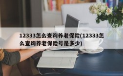 12333怎么查询养老保险(12333怎么查询养老保险号是多少)