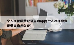 个人社保缴费记录查询app(个人社保缴费记录查询怎么查)