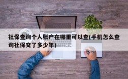 社保查询个人账户在哪里可以查(手机怎么查询社保交了多少年)